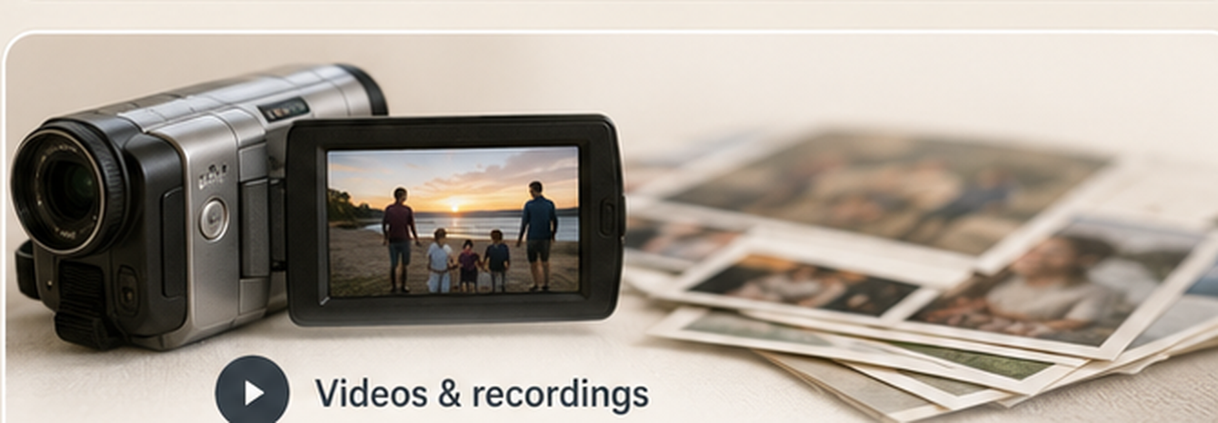Videos and voice recordings.